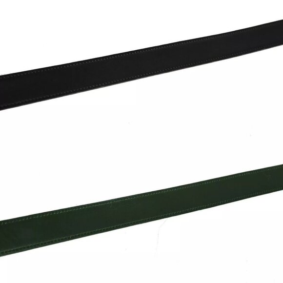 HERMES H Logo Constance Reversible Buckle Belt Leather #70 Black Green 35RH307 - Picture 2 of 12